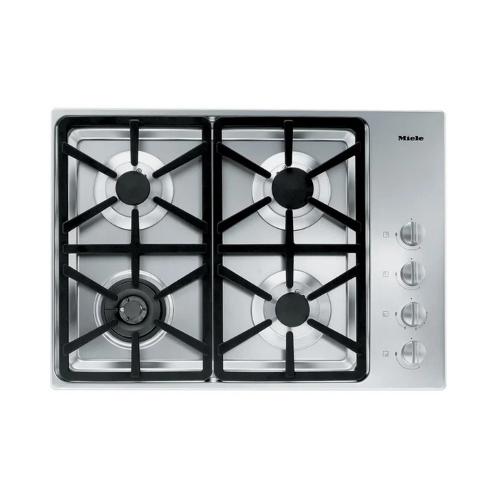 Miele KM3464G 30 Inch Stainless Steel Gas Cooktop with 4 Sealed Burners and Fast Ignition System: Hexa Grate Design/Natural Gas