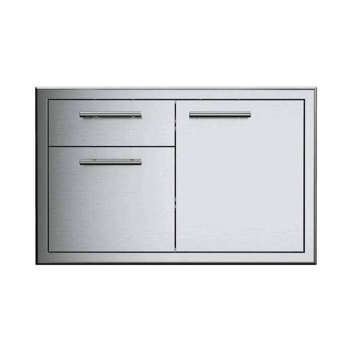 XO XOG36COMBO 36 Inch Single Roll Out Door and Drawer with Maximum Access Utility, 304 Stainless Steel Construction, Matching Pro Style Handles and Soft Close Doors