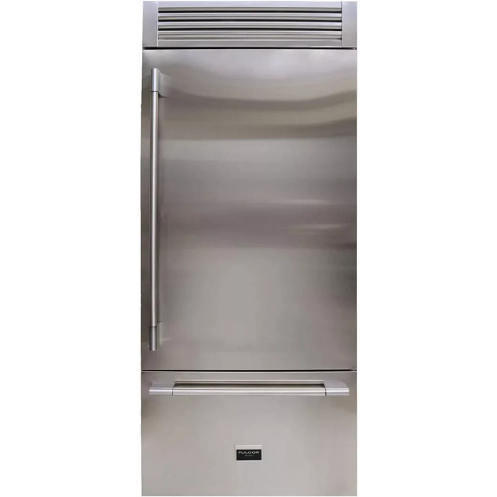 Fulgor Milano Sofia 700 Series F7PBM36S2R 36 Inch Built-In Bottom Freezer Refrigerator with 18.5 cu. ft. Total Capacity, Ice Maker, Total No Frost, LED Lighting, Deep-Freezing, and Holiday Mode: Right Hinge