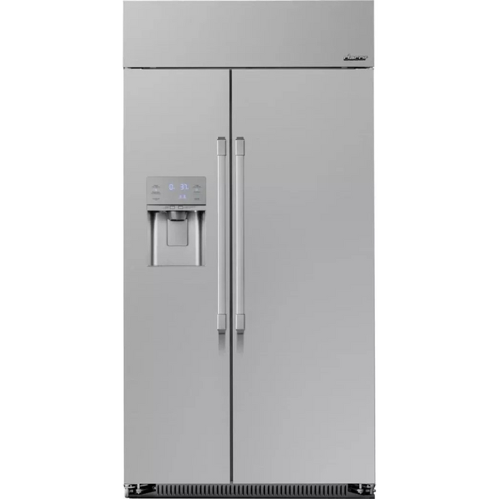 Dacor Professional DYF42SBIWR 42 Inch Counter Depth Built-In Side by Side Refrigerator with 24 Cu. Ft. Total Capacity, Precise Cooling Technology, Self Closing Hinges, Stainless Steel Interior, Ice Maker, External Ice/Water Dispenser