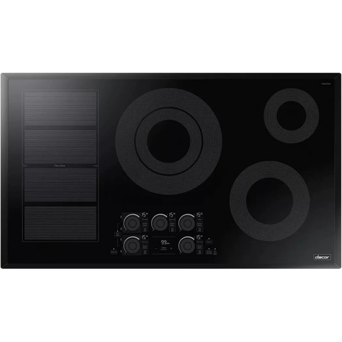Dacor Transitional DTI36P876BB 36 Inch Induction Smart Cooktop with 5 Element Burners, Ceramic Glass Surface, Flex Zone™, Residual Heat Indicator, Auto Pan Detection, Touch Control, Kitchen Timer, Simmer/Melt, Child Safety Lock, and 13 + 2 Power Boost