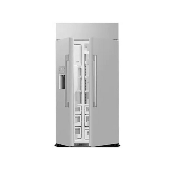 Dacor DRS425300SR 42 Inch Smart Built-In Side-by-Side Refrigerator with 24 Cu. Ft. Total Capacity, External Water & Ice Dispenser, Temperature Controlled Drawers, Metal Cooling™ (Stainless Steel Back Wall), LED Lighting, Power Cool, Power Freeze