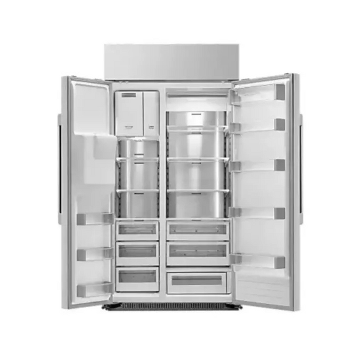Dacor DRS425300SR 42 Inch Smart Built-In Side-by-Side Refrigerator with 24 Cu. Ft. Total Capacity, External Water & Ice Dispenser, Temperature Controlled Drawers, Metal Cooling™ (Stainless Steel Back Wall), LED Lighting, Power Cool, Power Freeze