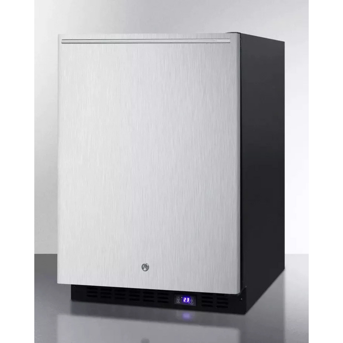 Summit SPFF51OSSSHH 24 Inch Outdoor Undercounter Freezer with 3 Adjustable Chrome Shelves, Automatic Defrost, Exterior Digital Thermostat, LED Lighting, Sabbath Mode and Reversible Door Hinge: Horizontal Handle