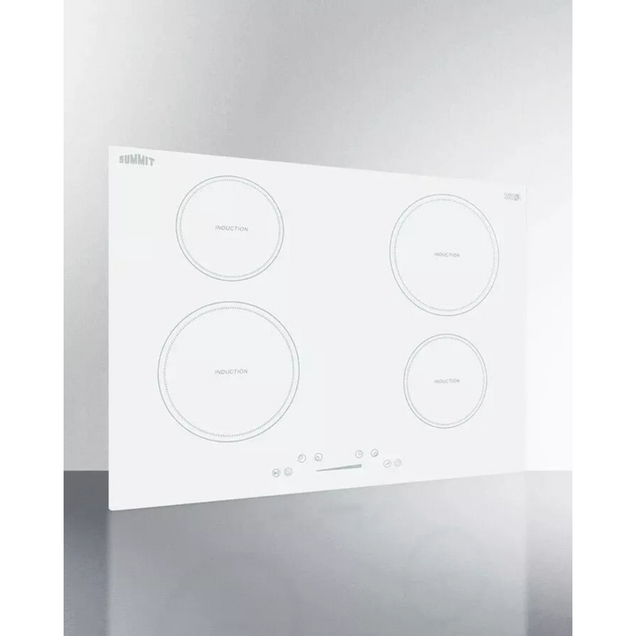 Summit SINC4B302W 30 Inch Induction Cooktop with 4 Elements, EuroKera Glass Surface, Timer, Auto Shut Off, Overflow Protection, Child Lock, Residual Heat Indicator Light, and ADA Compliant