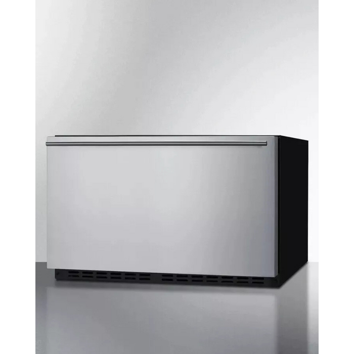 Summit SDR30 30 Inch Built-in Single Drawer Refrigerator with 2.5 cu. ft. Capacity, Stainless Steel Drawers, Digital Thermostat, LED Lighting, Child Lock, Sabbath Mode, Commercially Approved, and Panel-Ready: Stainless Steel