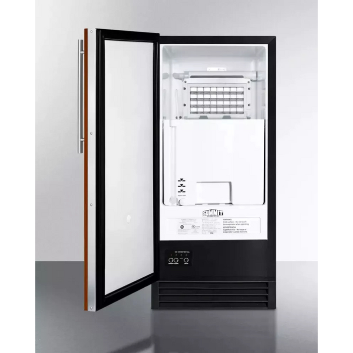 Summit Commercial Series BIM44GIFADA 15 Inch Commercial Ice Maker with 25 lbs. Storage Capacity, 50 lbs. Daily Production, Automatic Defrost, ADA Compliant and ENERGY STAR®: Panel Ready, Left Hinge