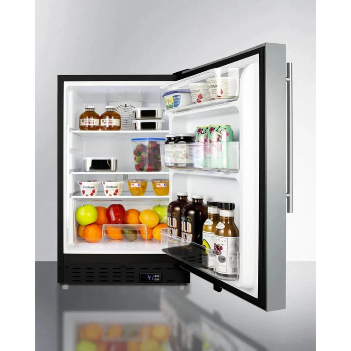Summit ALR47BCSSHV 21 Inch Built-In All-Refrigerator with 3.53 Cu. Ft. Capacity, Adjustable Glass Shelves, Insulated Door, Open Door/Temperature Alarms, Automatic Defrost, and ADA Compliant