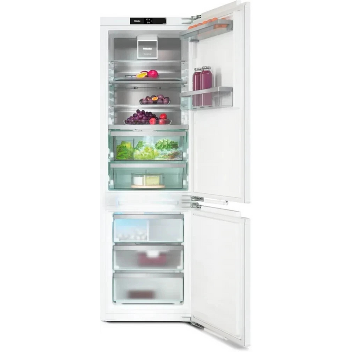 Miele PerfectCool Series KFN7795D 24 Inch Panel Ready Built-In Bottom Mount Smart Refrigerator with 8.69 cu. ft. Total Capacity, Ice Maker, DynaCool, NoFrost, PerfectFresh Active, FlexiTray, SoftClose Door, Clean Touch Steel Rear Panel, Sabbath Mode