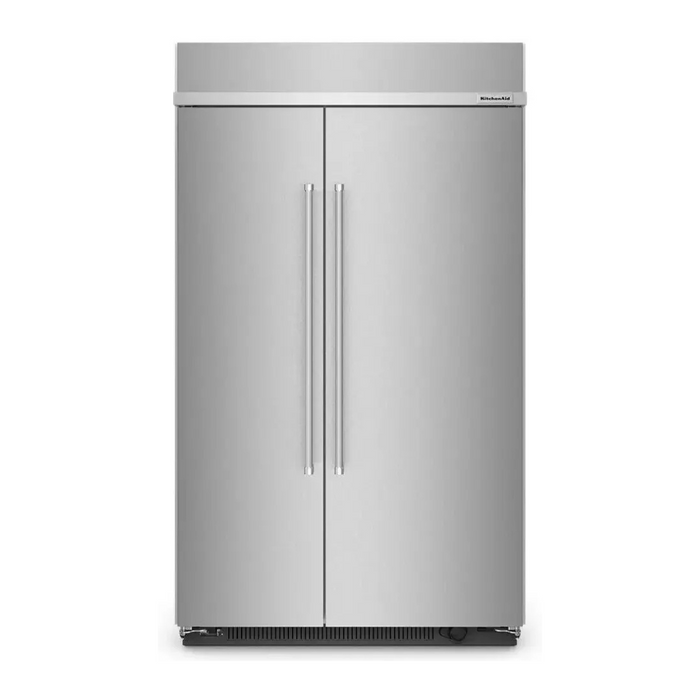 KitchenAid Professional KBSN708MPS 48 Inch Built-In Side-by-Side Refrigerator with 30 cu. ft. Capacity, 4 Shelves, Under-Shelf Prep Zone, FreshChill™ Drawer, ExtendFresh™ Temp System, Auto Ice Maker, and Star-K: Stainless Steel with PrintShield™ Finish