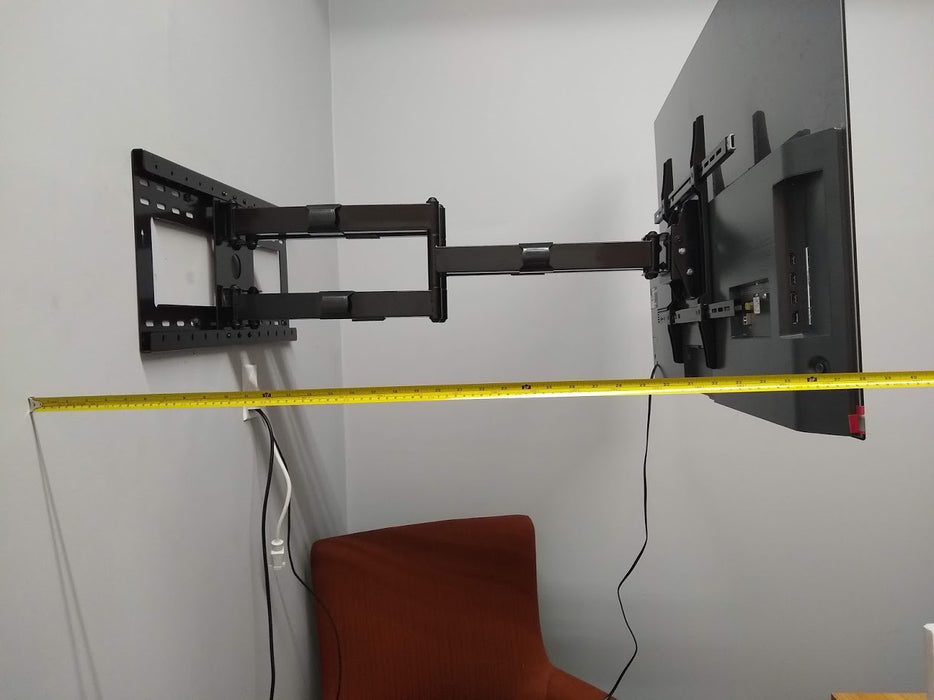 Dual Arm 36" extension Articulating TV mount 55" to 85" with 16" to 24" stud support, 150 lbs load - TheAvDudes.com