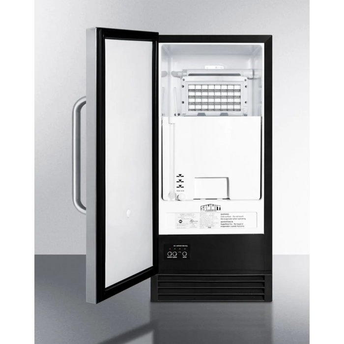 Summit Commercial Series BIM44GADA 15 Inch Commercial Ice Maker with 25 lbs. Storage Capacity, 50 lbs. Daily Production, Automatic Defrost, Clear Ice, ADA Compliant and ENERGY STAR®: Stainless Steel