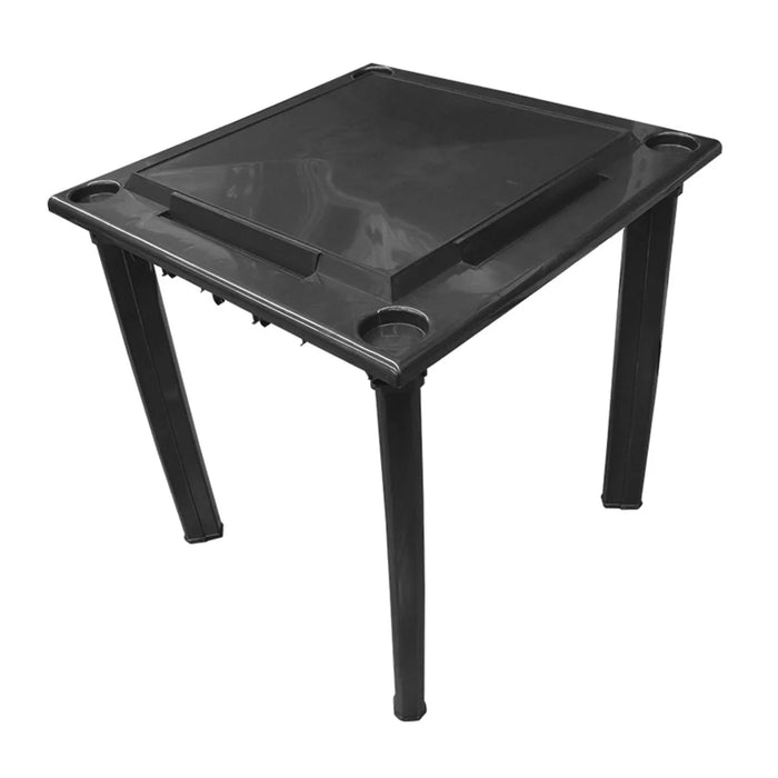 Bene Casa - Black Indoor & Outdoor Domino and Game Table Includes Domino and Scrabble Tile Racks and Cup Holders - Table Legs are Removable for Easy Storage - Mesa de Juego