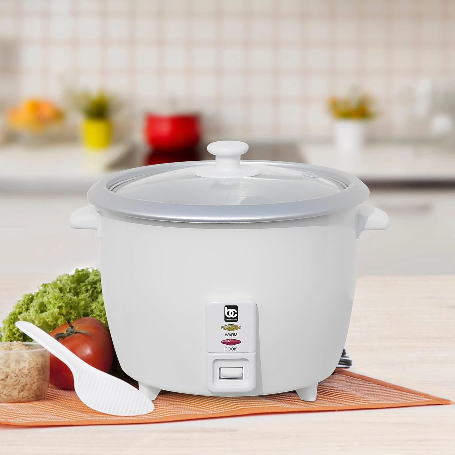 Bene Casa Rice Cooker with glass lid, 10-Cup Dishwasher safe rice cook ...