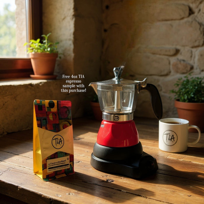 Limited time Bundle Bene Casa Portable Electric Espresso Maker/Cafetera, 1-3 Cups/Shots + 4oz TiA Moka Ground Coffee