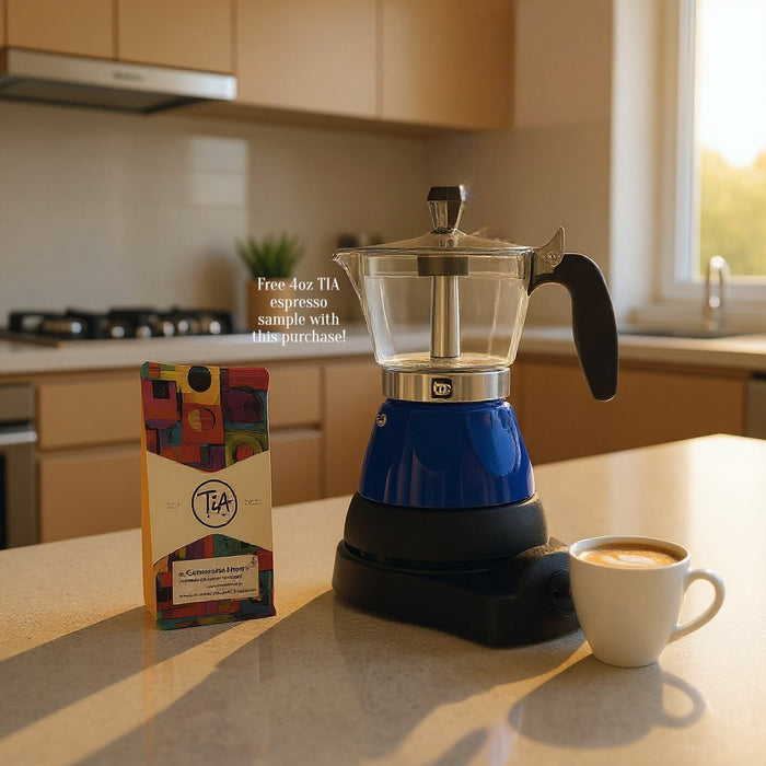 Limited time Bundle Bene Casa Portable Electric Espresso Maker/Cafetera, 1-3 Cups/Shots + 4oz TiA Moka Ground Coffee