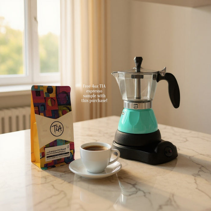 Limited time Bundle Bene Casa Portable Electric Espresso Maker/Cafetera, 1-3 Cups/Shots + 4oz TiA Moka Ground Coffee