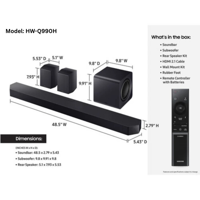 Samsung HW-Q990H 11.1.4-Channel Dolby Atmos Soundbar System HW-Q990H/ZA