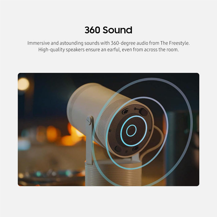 SAMSUNG 30” - 100” Smart Portable Projector, Freestyle 2nd Gen with Gaming Hub,  FHD, HDR, Big Screen Home Theater Experience, 360 Sound, SP-LFF3CLAXXZA, 2023 Model