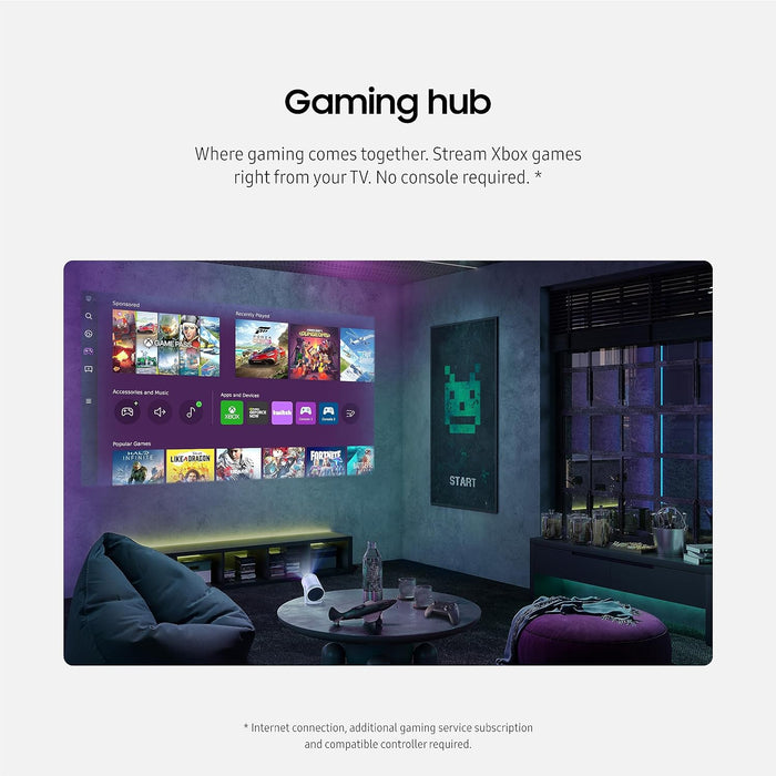 SAMSUNG 30” - 100” Smart Portable Projector, Freestyle 2nd Gen with Gaming Hub,  FHD, HDR, Big Screen Home Theater Experience, 360 Sound, SP-LFF3CLAXXZA, 2023 Model