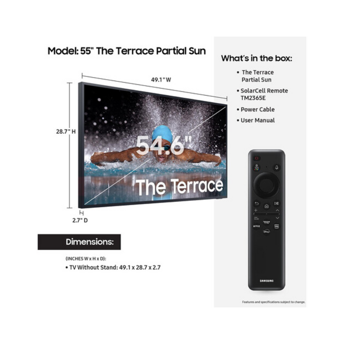 Samsung - 55” Class LST7D The Terrace Partial Sun Neo QLED 4K Smart Tizen TV QN55LST7DAFXZA