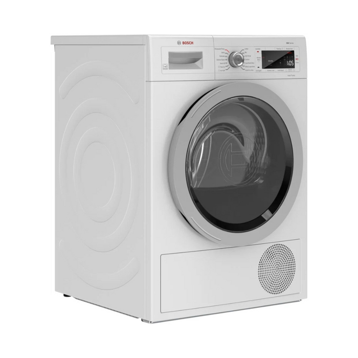 Bosch 500 Series WTW87NH1UC 24 Inch Electric Smart Ventless Dryer with 4 cu. ft. Capacity, 14 Dryer Cycles, Self-Cleaning Condenser, Wrinkle Block, Sensor Dry, and ENERGY STAR®