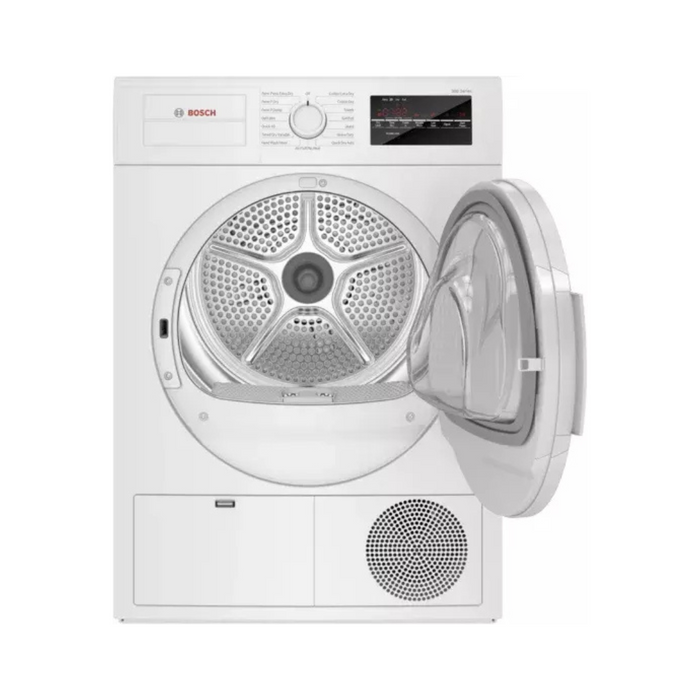 Bosch 300 Series WTG86403UC 24 Inch Ventless Electric Dryer with 4 cu. ft. Capacity, Sensitive Drying System, AntiVibration, 15 Dryer Programs, Intelligent Sensors, Moisture Sensor, and Energy Star®