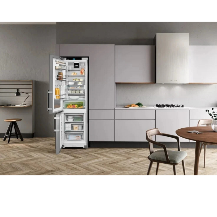 Liebherr SC5781 24 Inch Freestanding Bottom Freezer Refrigerator with 12.8 cu. ft. Total Capacity, DuoCooling, SuperFrost, VarioSafe, LED Lighting, NoFrost, Door Alarm, Easy Fresh: Left Hinged