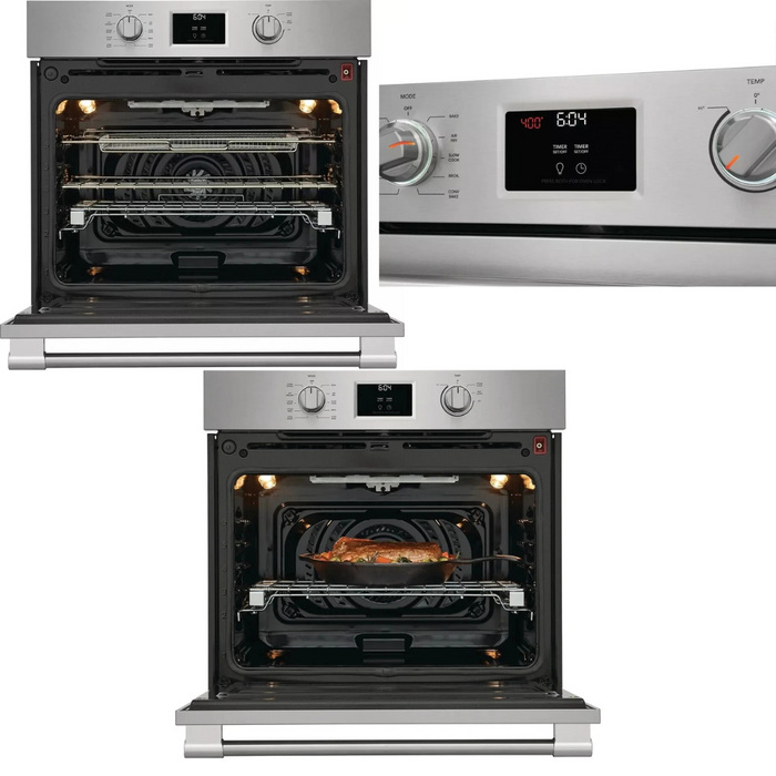 Frigidaire Professional Series PCWS3080AF 30 Inch Single Electric Wall Oven with Air Fry, 5.3 cu. ft. Capacity, Total Convection, No Preheat, Slow Cook, Steam Bake, Temperature Probe, Included Air Fry Tray, Star-K® Certified, and ADA Compliant