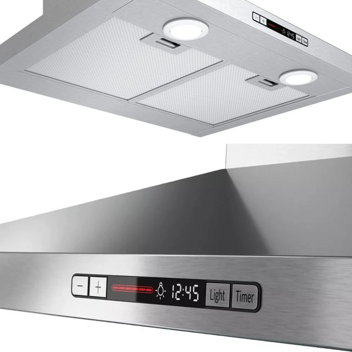 Bosch 300 Series HCP34E52UC 24 Inch Wall Mount Range Hood with 3-Speed/300 CFM Blower, Quiet Blower 1.5 Sones, LCD Touch Display, Mesh Filters, LED Lighting, and Audible Tone