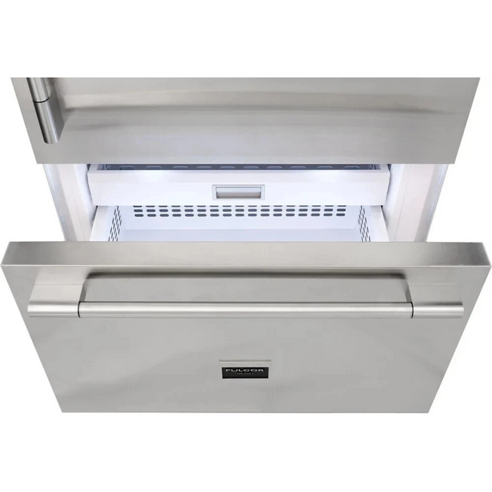 Fulgor Milano Sofia 700 Series F7PBM36S2R 36 Inch Built-In Bottom Freezer Refrigerator with 18.5 cu. ft. Total Capacity, Ice Maker, Total No Frost, LED Lighting, Deep-Freezing, and Holiday Mode: Right Hinge