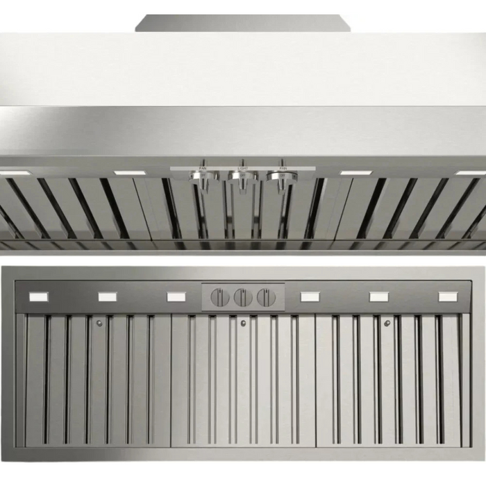 48 Inch Under Cabinet Range Hood with 4 + 4-Speed/1000 CFM Blower, Heavy-Duty Knob Controls, LED Lighting, Baffle Filters, 75 dB Sound Level, Dual Fan Motors, Convertible Venting System, and AISI 430 Scotch Brite Stainless Steel