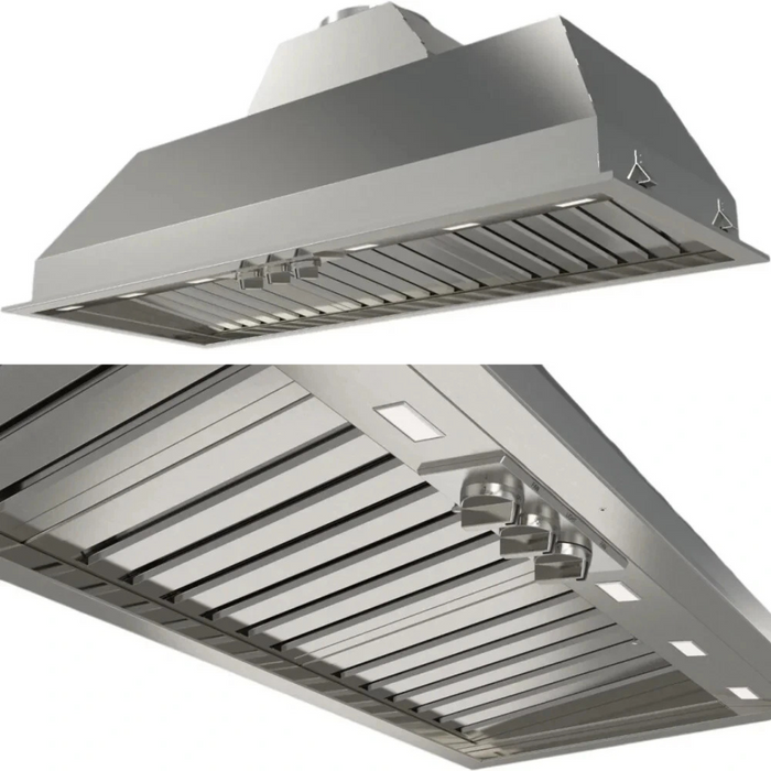 48 Inch Under Cabinet Range Hood with 4 + 4-Speed/1000 CFM Blower, Heavy-Duty Knob Controls, LED Lighting, Baffle Filters, 75 dB Sound Level, Dual Fan Motors, Convertible Venting System, and AISI 430 Scotch Brite Stainless Steel