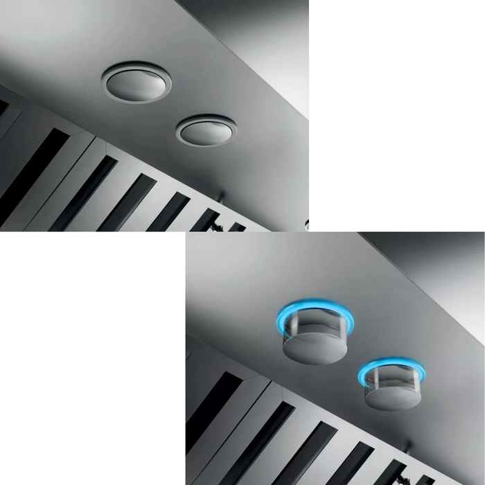 Elica Professional Leone Series ELN142S2 Wall Mount Range Hood with 4-Speed, Fully Retractable Rotating Knobs, LED Lighting, and Dishwasher-Safe Baffle Filters: 42 Inch - 1200 CFM Blower