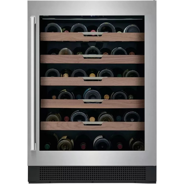 Electrolux EI24WC15VS 24 Inch Undercounter Wine Cooler with 41 Bottle Capacity, Reversible UV-Filtered Glass Door, Integrated Touch Controls, Luxury Glide Shelves, Door & Temperature Alarm, and Sabbath Mode