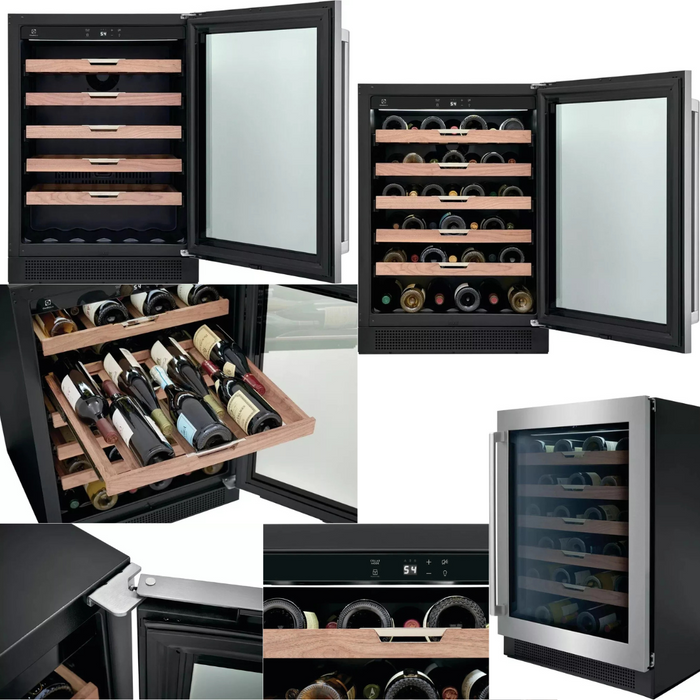 Electrolux EI24WC15VS 24 Inch Undercounter Wine Cooler with 41 Bottle Capacity, Reversible UV-Filtered Glass Door, Integrated Touch Controls, Luxury Glide Shelves, Door & Temperature Alarm, and Sabbath Mode
