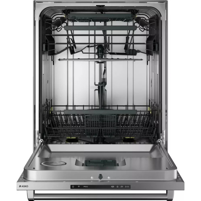 Asko 40 Series DBI564PHS 24 Inch Fully-Integrated Built-In Dishwasher with 16 Place Settings, 9 Wash Cycles, 42 dBA Noise Level, 3 Racks, 3 Spray Arms, 9 Spray Zones, XL Tub, Super Cleaning System+™, Aqua Safe™, Kid Safe™: Pro Handle, SS