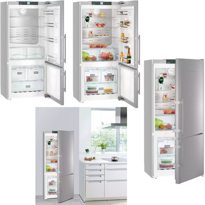 Liebherr CS1401RIM 30 Inch Counter Depth Bottom-Freezer Refrigerator with 12.8 cu. ft. Capacity, DuoCooling, SmartSteel Construction, Ice Maker, SuperCool, LED Lighting, Height Adjustable Glass Shelving, Two Vegetable Drawers: Left Hinge
