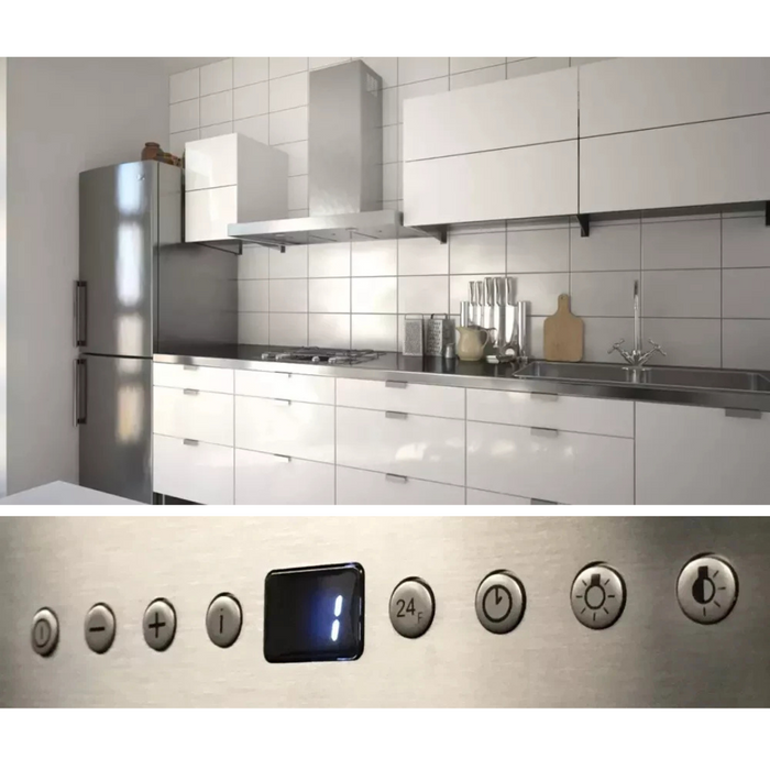 Faber BELA36SS600B Bella Collection Wall Hood with 600 CFM Pro Motor, Electronic Controls, Delayed Auto-Off, LED Lighting, Dimmer Light, Intensive Speed, 24 Hour Anti-Pollution Mode and ADA Compliant: 36 Inch Width