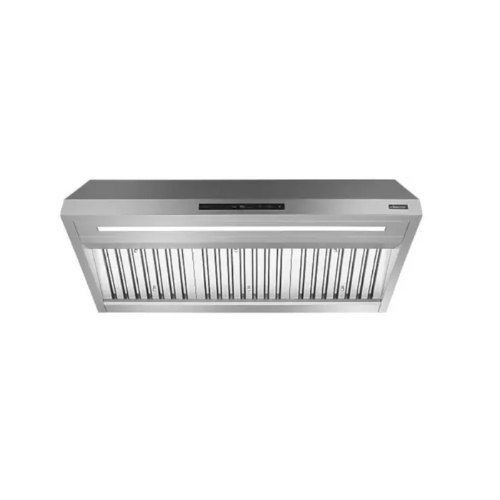 Dacor DHD48U990CS 48 Inch Wall Mount Smart Range Hood with 4-Speed/1200 CFM Blower, Glass Touch Control, Strip LED Lighting, Dishwasher-Safe Baffle Filters, Auto-On Heat Sensors, Multi-Speed Fan, and Noise Dampening System: Silver Stainless