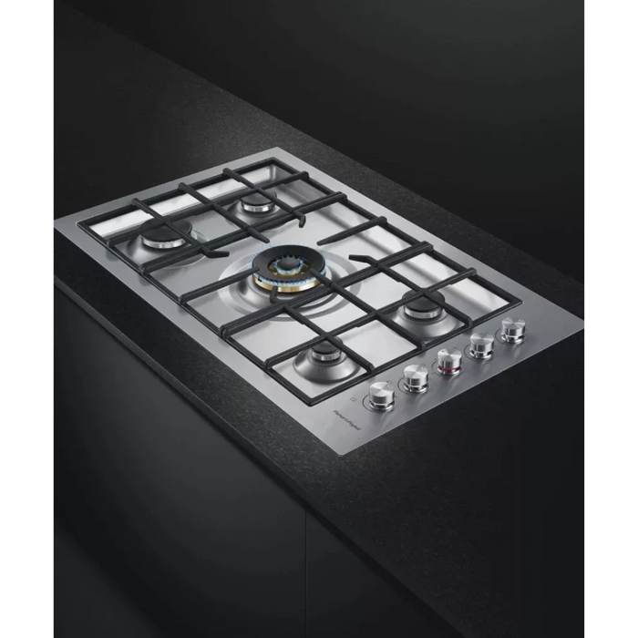 Fisher & Paykel Series 9 Contemporary Series CG365DLPRX2N 36 Inch Gas Cooktop with 5 Sealed Burners, Continuous Grates, Dual Wok Burner, Innovalve Technology, Auto-Reignition, Electronic Ignition and Wok Stand; Liquid Propane