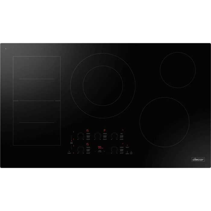 Dacor Transitional DTI36P876BB 36 Inch Induction Smart Cooktop with 5 Element Burners, Ceramic Glass Surface, Flex Zone™, Residual Heat Indicator, Auto Pan Detection, Touch Control, Kitchen Timer, Simmer/Melt, Child Safety Lock, and 13 + 2 Power Boost