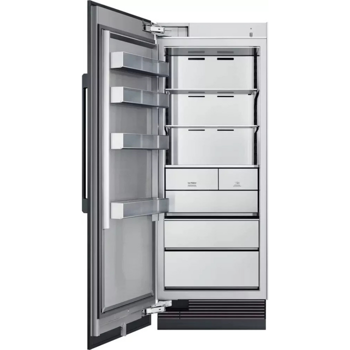 Dacor Contemporary DRZ30980LAP 30 Inch Panel Ready Freezer Column with Push-to-Open™ Door Assist, SteelCool™ Interior, Dual Icemaker, Power Freeze, Tempered Spill-Proof Shelving, ENERGY STAR® and 17.6 cu. ft. Capacity: Left Hinge