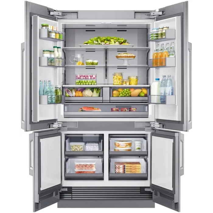 Dacor Transitional DRF425300AP 42 Inch Panel Ready Built-In 4 Door French Door Refrigerator with 23.5 Cu. Ft. Total Capacity, Internal Water Dispenser, Ice Maker, Triple Cooling, FreshZone™ Plus Compartment, FreshZone™ Drawer, Sabbath Mode