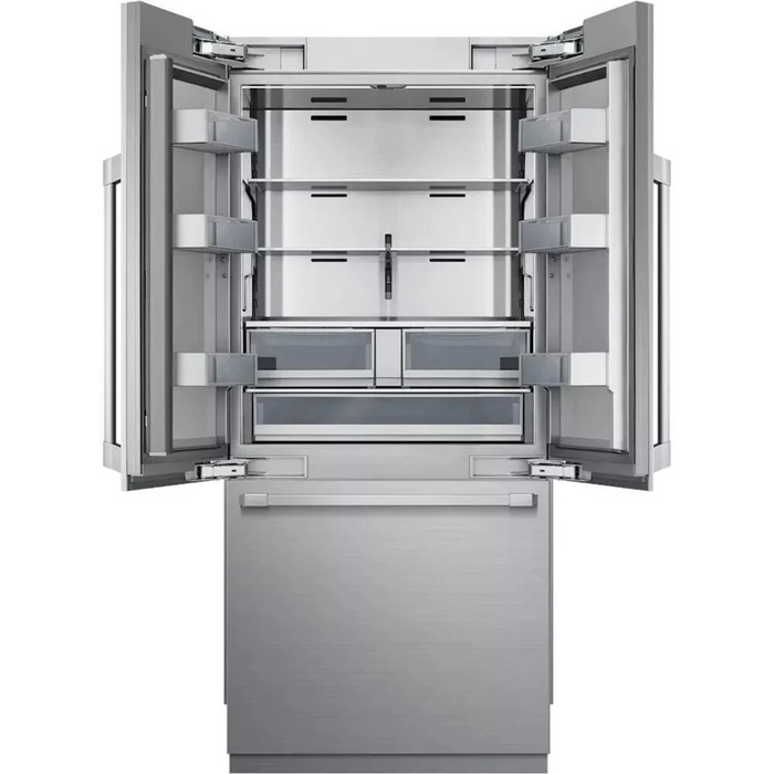 Dacor Contemporary DRF367500AP 36 Inch Built-In Panel Ready French Door Refrigerator with 21.3 Cu. Ft. Capacity, FreshZone™ Drawer, SteelCool™ Interior, Humidity Control Crispers, Icemaker, Internal Water Dispenser, Sabbath Mode and ENERGY STAR®