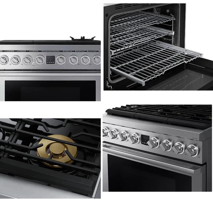 Dacor DOP36P86DLS 36 Inch Freestanding Dual Fuel Smart Range with 6 Sealed Burners, 6.3 cu. ft. Oven Capacity, Continuous Grates, Self-Clean, Steam-Assist Oven, and Perma-Flame™