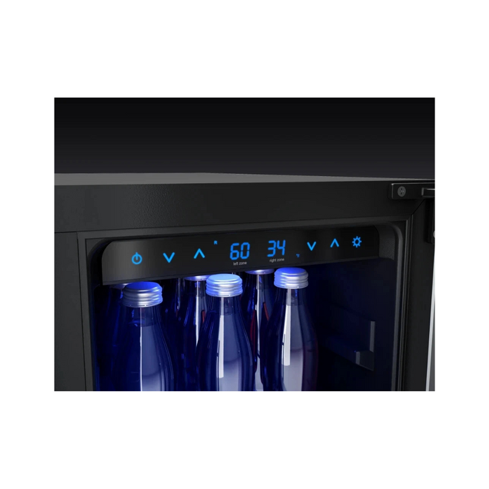 Zephyr PRWB24C32CG 24 Inch Dual Zone French Door Wine & Beverage Cooler with 5.2 Cu. Ft. Capacity, PreciseTemp™, Active Cooling Technology, Vibration Dampening, 3-Color LED Lighting, Full Extension Wood Racks, Sabbath Mode and Star-K Certified
