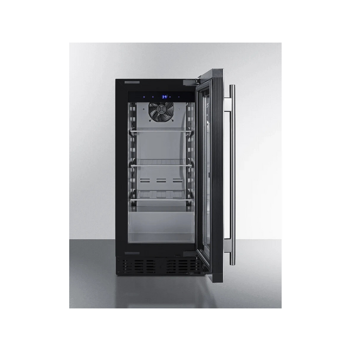 Summit ASDG1521 15 Inch Built-In Beverage Center with 1.8 cu. ft. Capacity, 3 Glass Shelves, Tempered Glass Door, LED lighting, Sabbath Mode, Digital Thermostat, ETL-S Listed, and ADA Compliant
