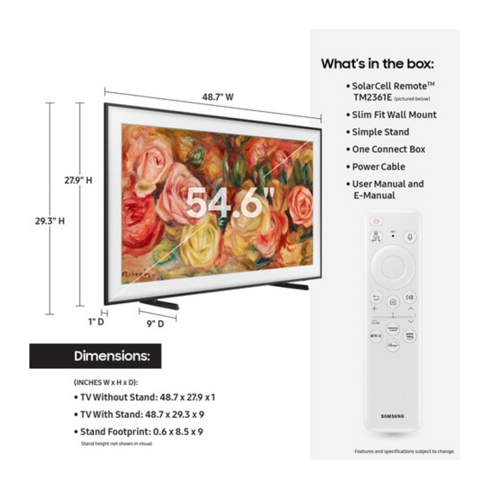 Samsung The Frame LS03D 50" 55" 65" 4K HDR Smart QLED TV LS03DAFXZA WITH BEZEL INCLUDED