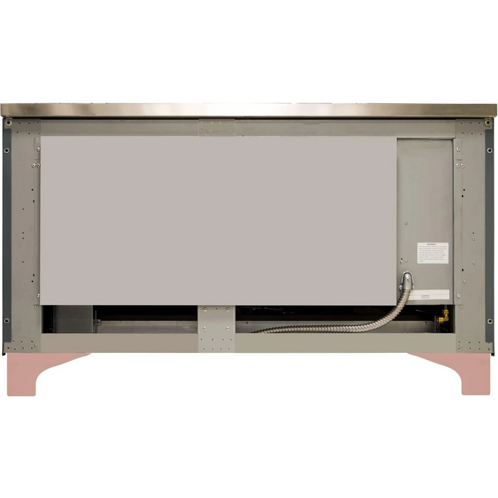 Ilve Majestic II Collection UM15FDNS3BGPLP 60 Inch Freestanding Dual Fuel Range with 9 Sealed Burners, 5.8 cu. ft. Total Capacity, Warming Drawer, Fast Pre-Heat, Griddle, Sabbath Mode and STAR-K Certified: Blue Grey, Copper Trim - LP